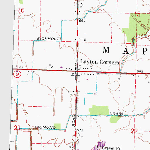 Topographic Map of Maple Grove Township Fire Department, MI