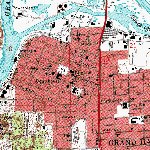 Topographic Map of Grand Haven Department of Public Safety, MI