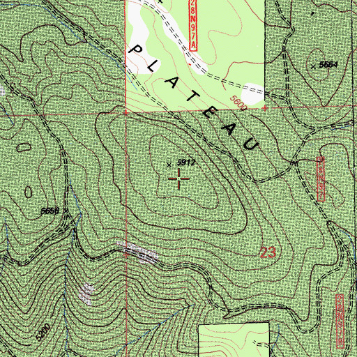 Topographic Map of Mill Creek Plateau, CA