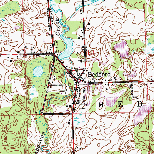 Topographic Map of Charter Township of Bedford Fire Department Station 1, MI