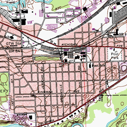 Topographic Map of Battle Creek Fire Department Station 3, MI