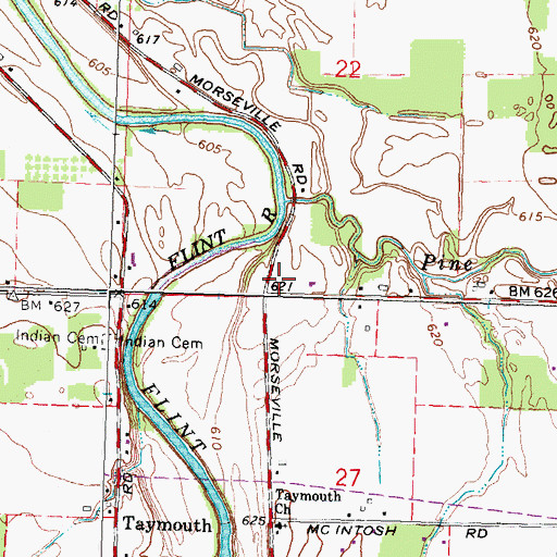 Topographic Map of Taymouth Township Fire Department, MI