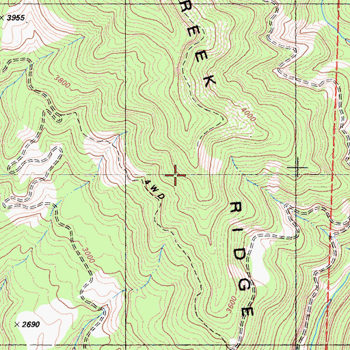 Topographic Map of Mill Creek Ridge, CA