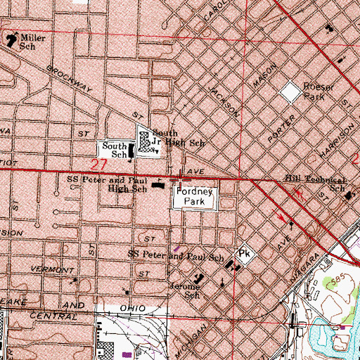 Topographic Map of Saginaw Fire Department Station 2, MI