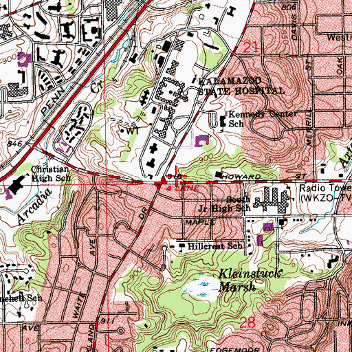 Topographic Map of Kalamazoo Department of Public Safety Station 6, MI