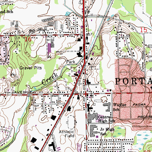 Topographic Map of Portage Fire Department Station 1, MI