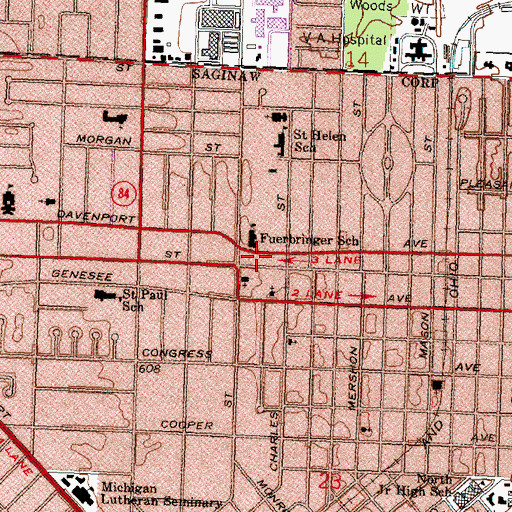 Topographic Map of Saginaw Fire Department Station 4, MI