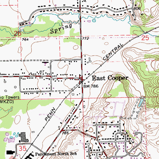 Topographic Map of Cooper Township Fire Department Station 2, MI