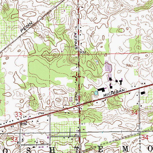Topographic Map of Oshtemo Township Fire Department Station 2, MI