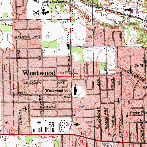 Topographic Map of Kalamazoo Township Fire Department Station 4 Westwood, MI