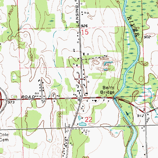Topographic Map of Rives / Tompkins Fire Department Station 3, MI