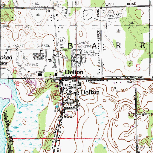 Topographic Map of Delton Fire Department, MI