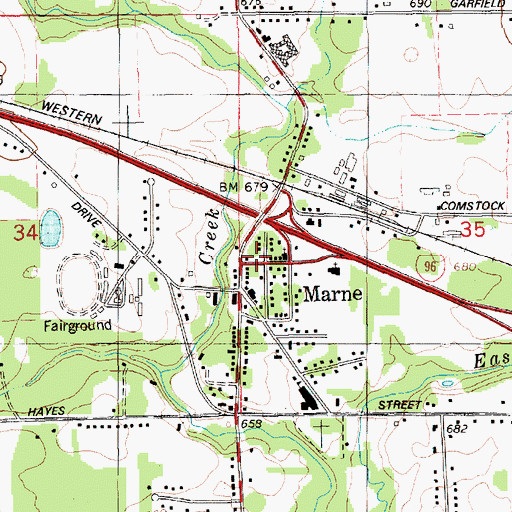 Topographic Map of Wright - Tallmadge Fire Department Station 1, MI