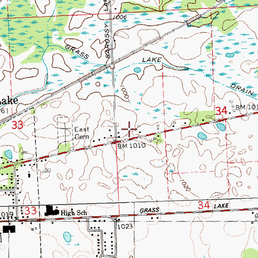 Topographic Map of Grass Lake Charter Township Fire Department, MI