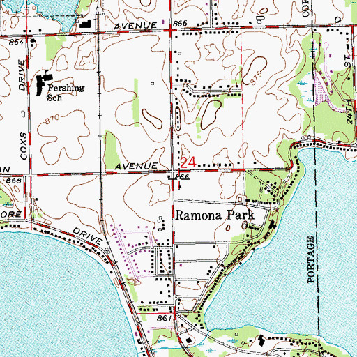 Topographic Map of Portage Fire Department Station 3, MI