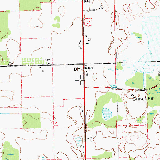 Topographic Map of Lakeland Fire Department, MI