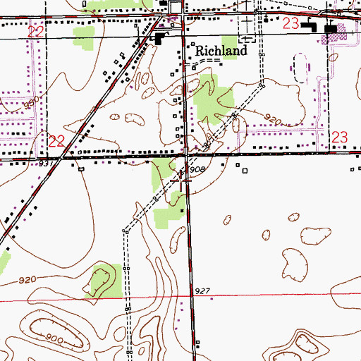 Topographic Map of Richland Township Fire Department, MI