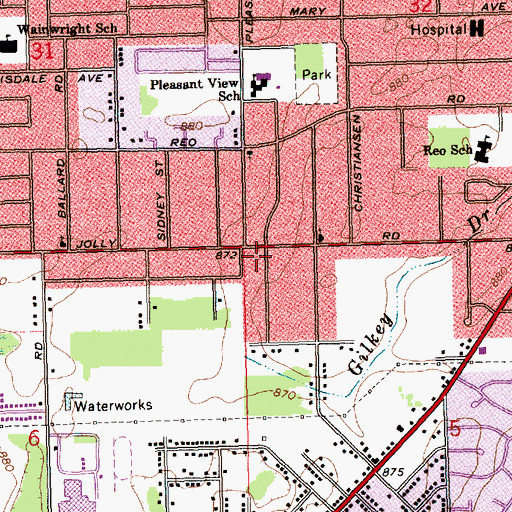 Topographic Map of Lansing Fire and Rescue Station 6, MI