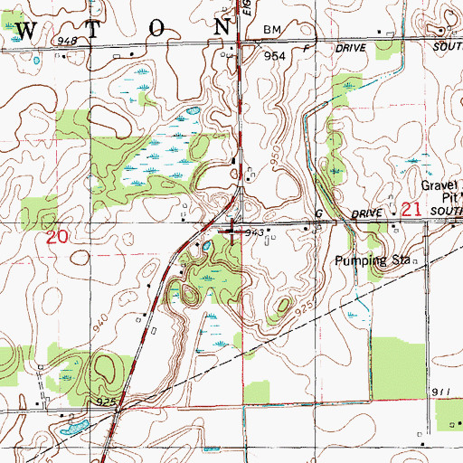 Topographic Map of Newton Township Fire Department, MI
