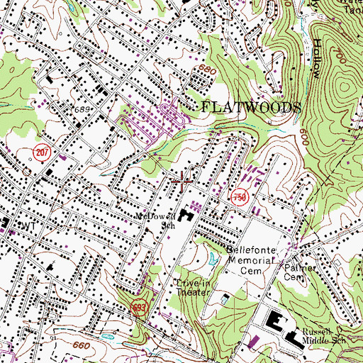 Topographic Map of Flatwoods Volunteer Fire Protection District, KY