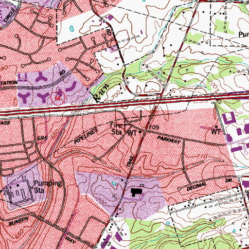 Topographic Map of Jeffersontown Fire Department Station 2, KY