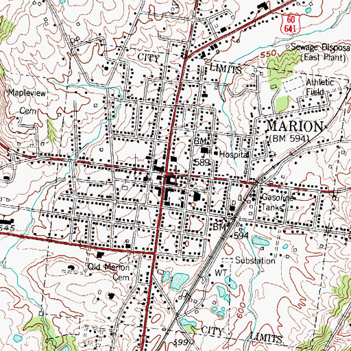Topographic Map of Crittenden County Fire Department, KY