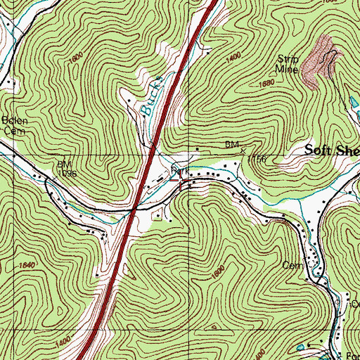 Topographic Map of Ball Creek Fire Department, KY