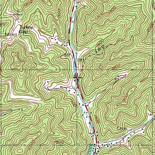 Topographic Map of Sandlick Volunteer Fire Department, KY