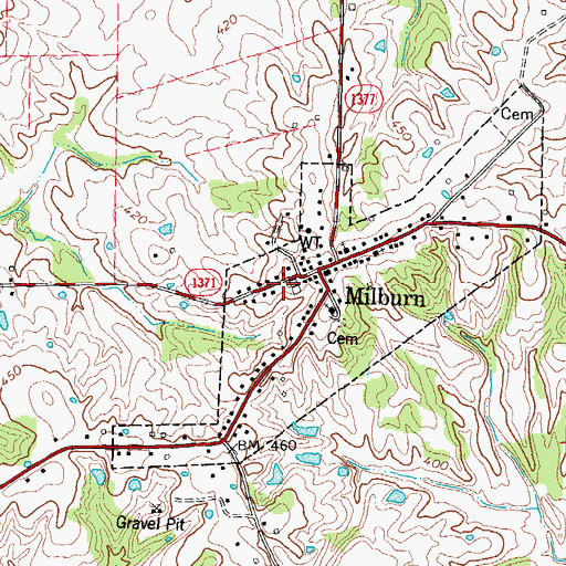 Topographic Map of Milburn Fire Department, KY