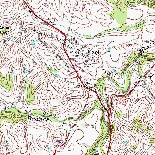 Topographic Map of Blackwater Fire Department, KY