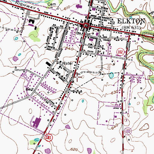 Topographic Map of Elkton Fire Department, KY