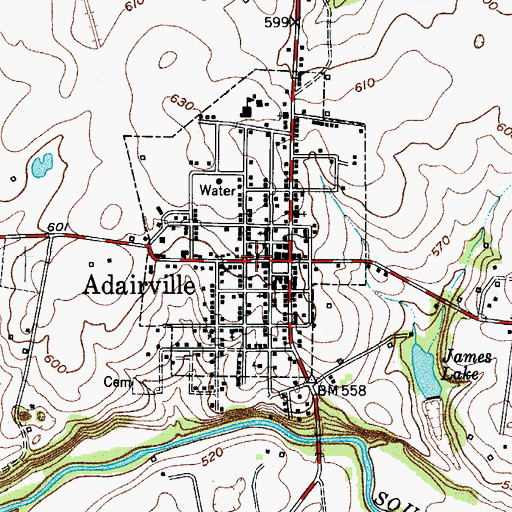 Topographic Map of Adairville Volunteer Fire Department, KY