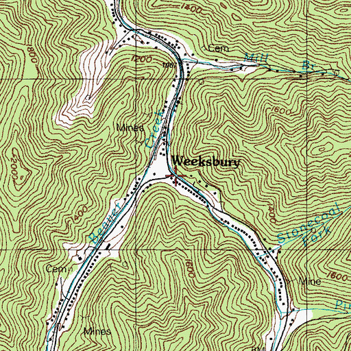 Topographic Map of Weeksbury Fire Department, KY