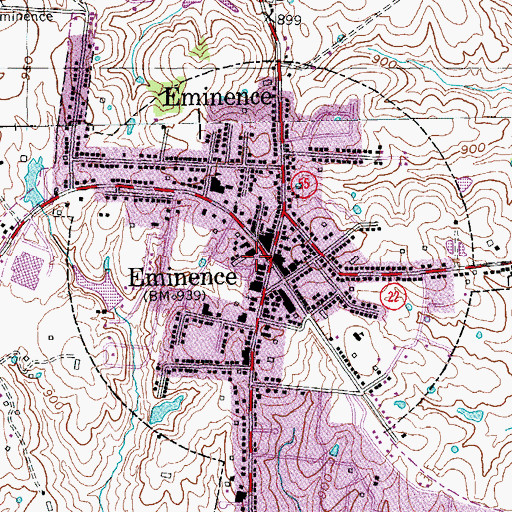 Topographic Map of Eminence Fire Department, KY