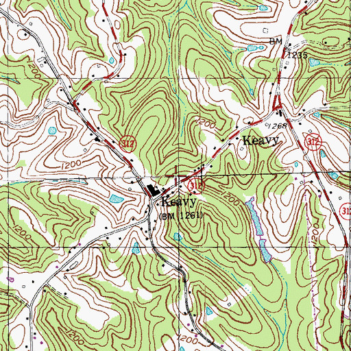 Topographic Map of Keavy Fire Department Station 1, KY
