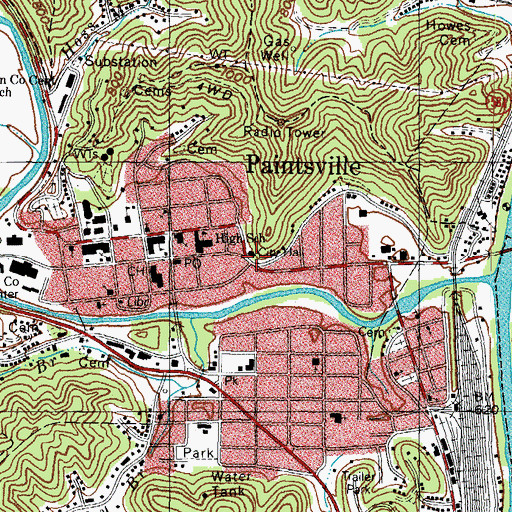 Topographic Map of Paintsville Fire / Rescue, KY