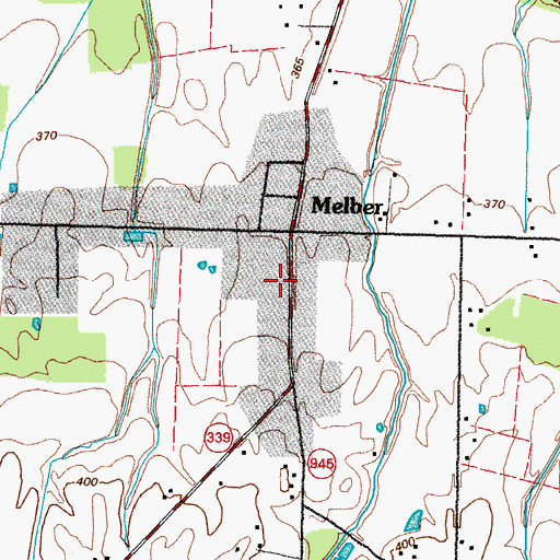 Topographic Map of Melber Fire Station, KY