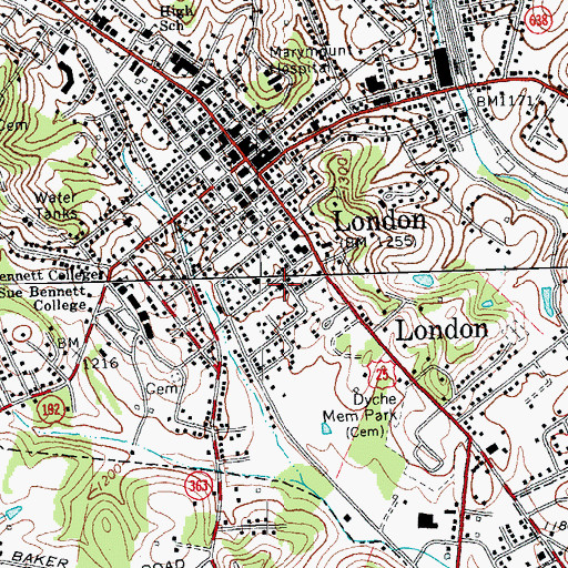 Topographic Map of London Fire Department, KY
