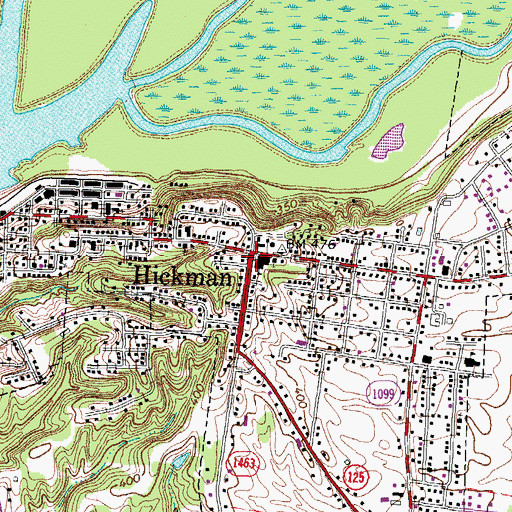 Topographic Map of Hickman Fire Department, KY