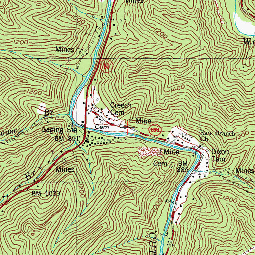 Topographic Map of Wooten Fire and Rescue, KY