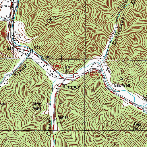 Topographic Map of Kimper Volunteer Fire Department, KY