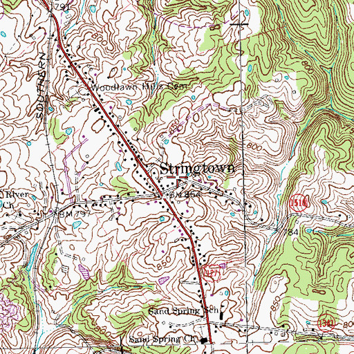 Topographic Map of Anderson County Fire District Station 1, KY