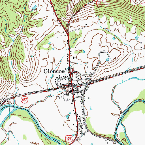 Topographic Map of Glencoe Volunteer Fire Department, KY