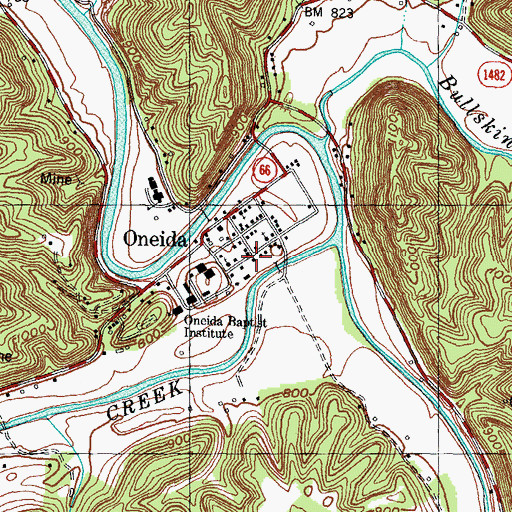 Topographic Map of Oneida Fire Department, KY