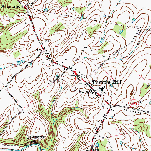 Topographic Map of Temple Hill Fire Department, KY