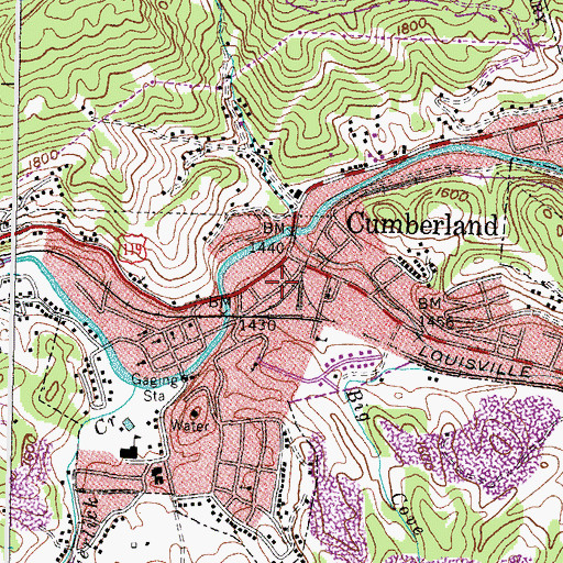 Topographic Map of Cumberland Fire Department Station 2, KY