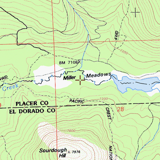 Topographic Map of Miller Meadows, CA
