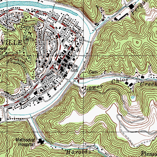 Topographic Map of Pikeville Fire and Ambulance Station 1 Headquarters, KY