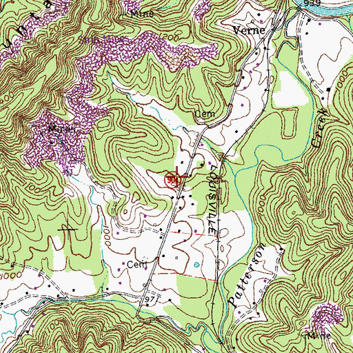 Topographic Map of Patterson Creek Volunteer Fire Department, KY