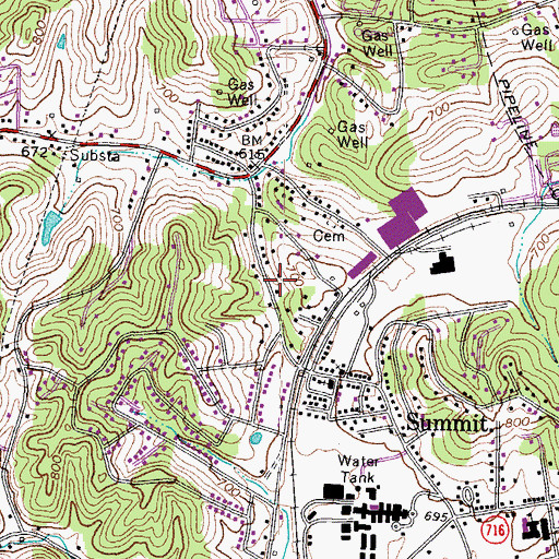 Topographic Map of Summit - Ironville Fire Protection, KY